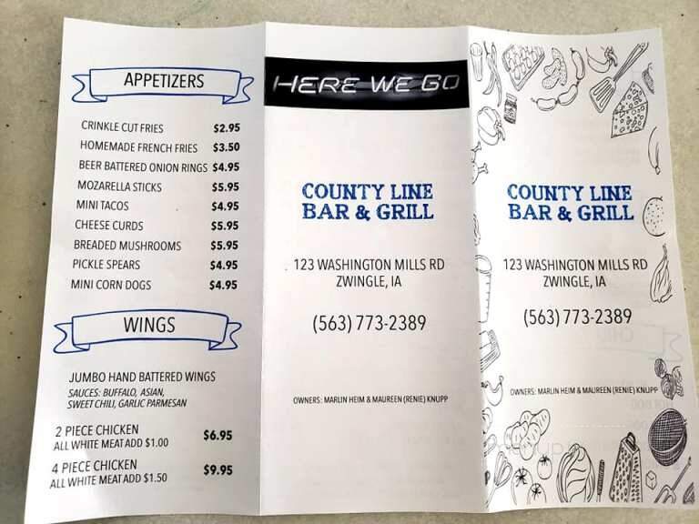 The County Line - Zwingle, IA menu_pic