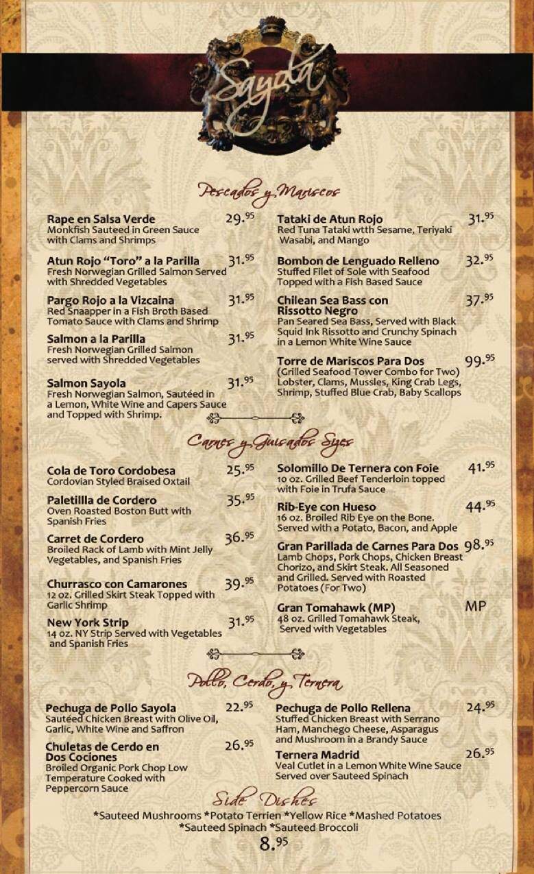 Sayola Restaurant - Montclair, NJ menu_pic