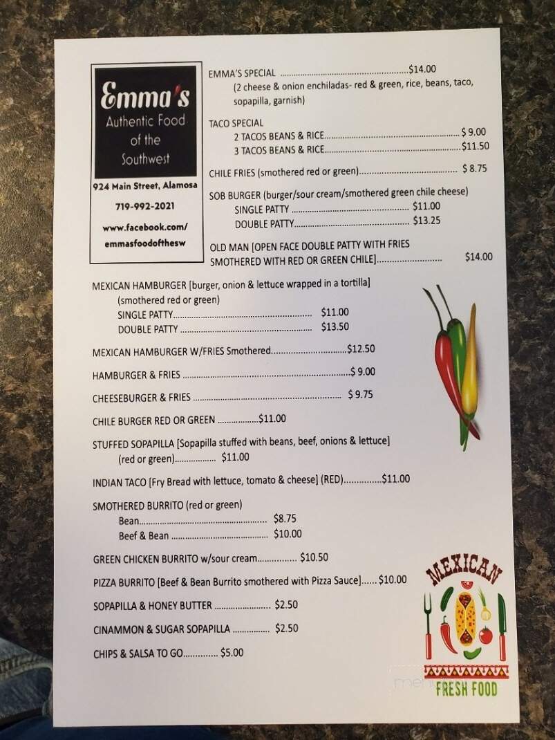 Emma's - Alamosa, CO menu_pic