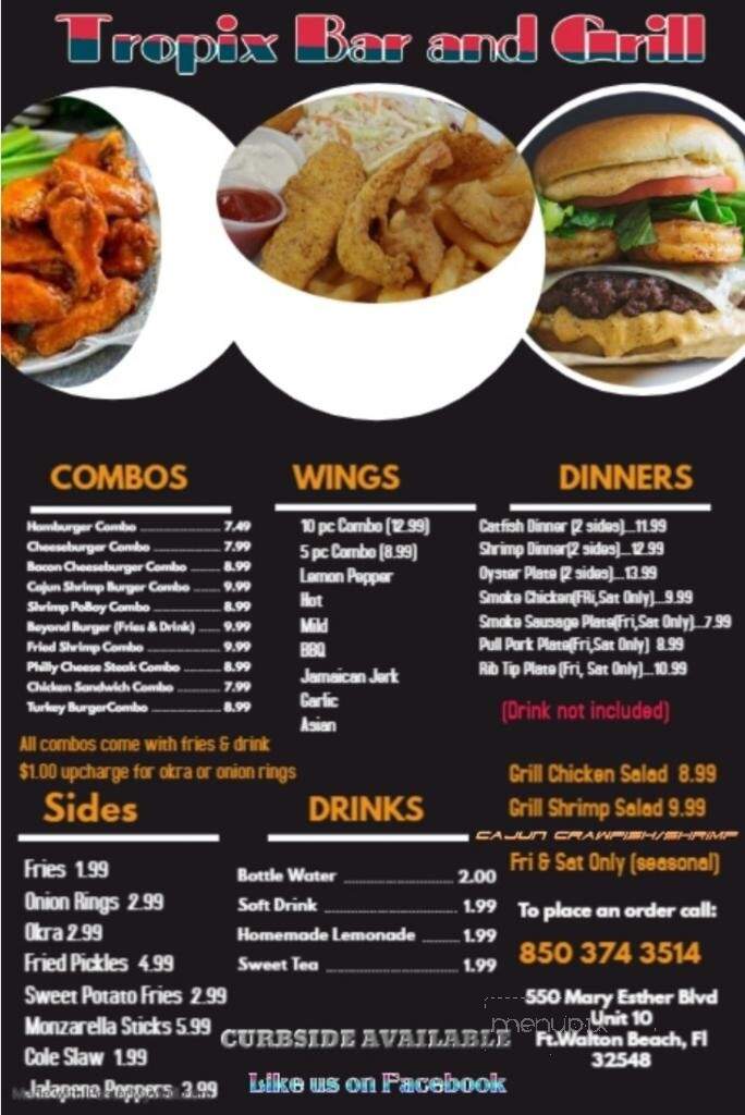 Tropix Bar and Grill - Fort Walton Beach, FL menu_pic