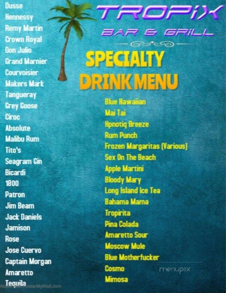 Tropix Bar and Grill - Fort Walton Beach, FL menu_pic