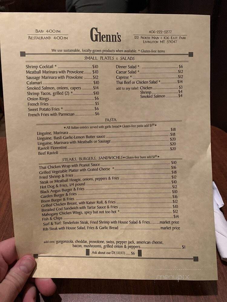 Glenn's - Livingston, MT menu_pic