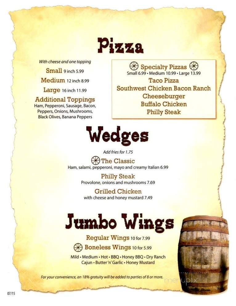 Wagon Wheel Bar Grill - Waterford, PA menu_pic