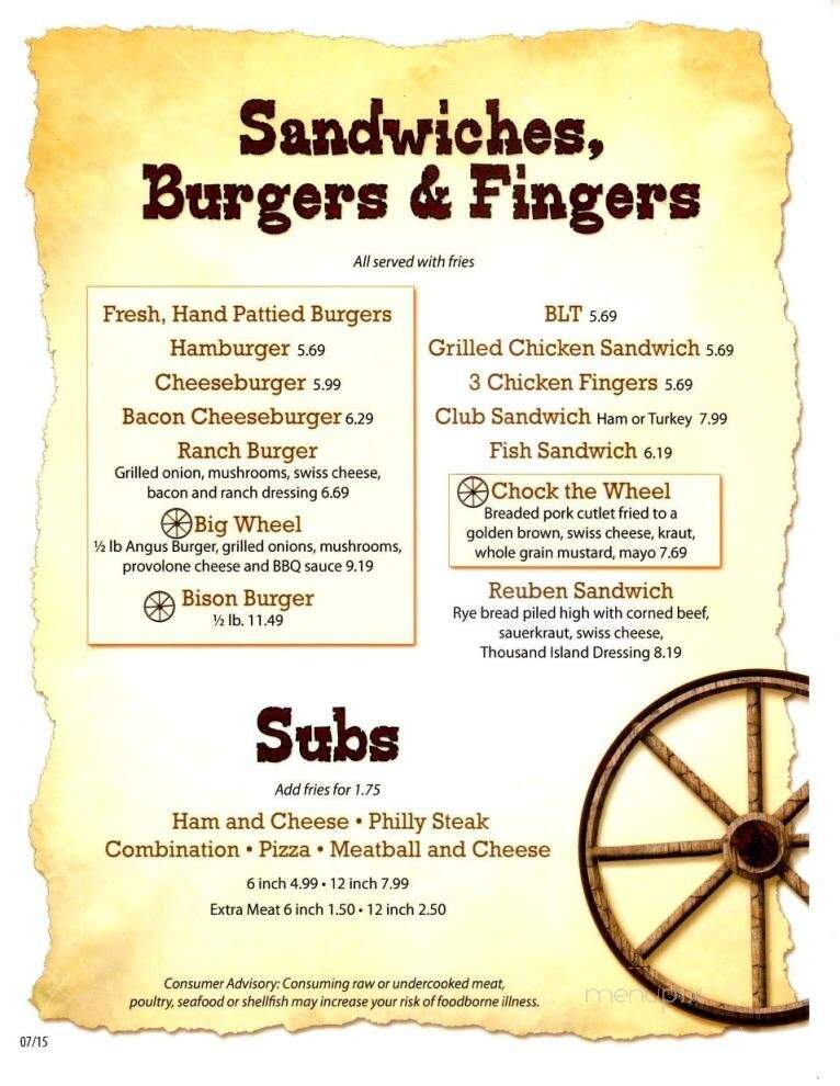 Wagon Wheel Bar Grill - Waterford, PA menu_pic