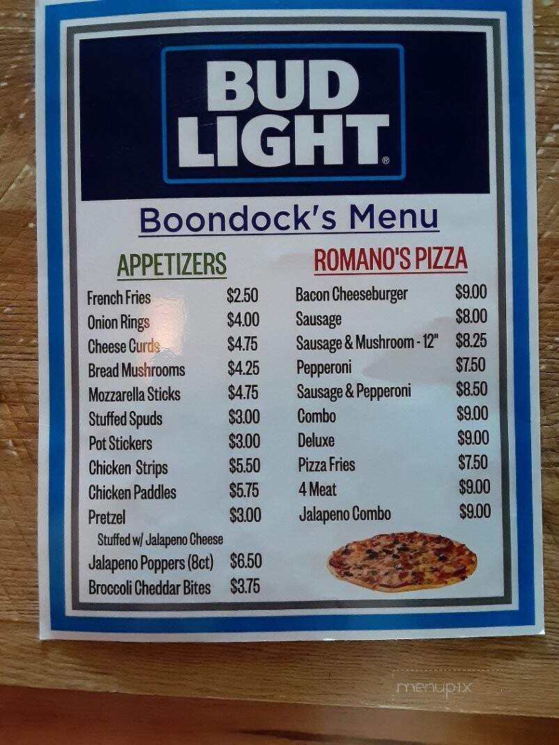 Boondocks - Necedah, WI menu_pic
