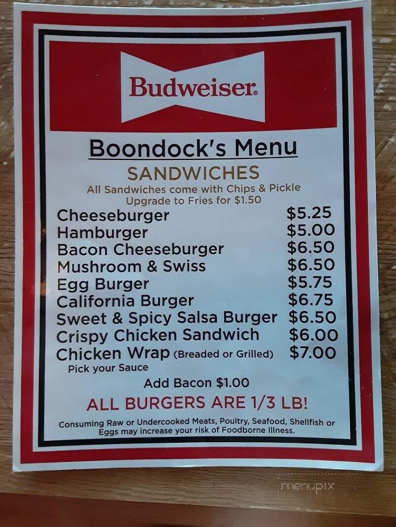 Boondocks - Necedah, WI menu_pic