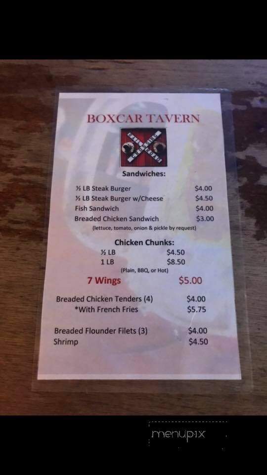 Boxcar Tavern - Upper Sandusky, OH menu_pic