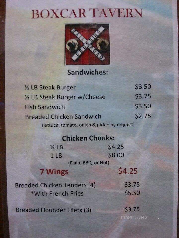 Boxcar Tavern - Upper Sandusky, OH menu_pic
