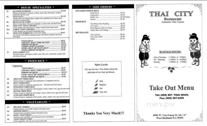 Thai City Restaurant - West Richland, WA menu_pic
