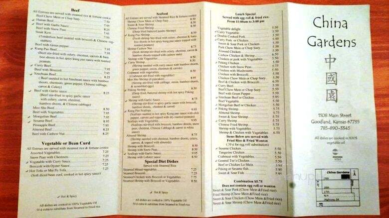 China Garden Restaurant - Goodland, KS menu_pic