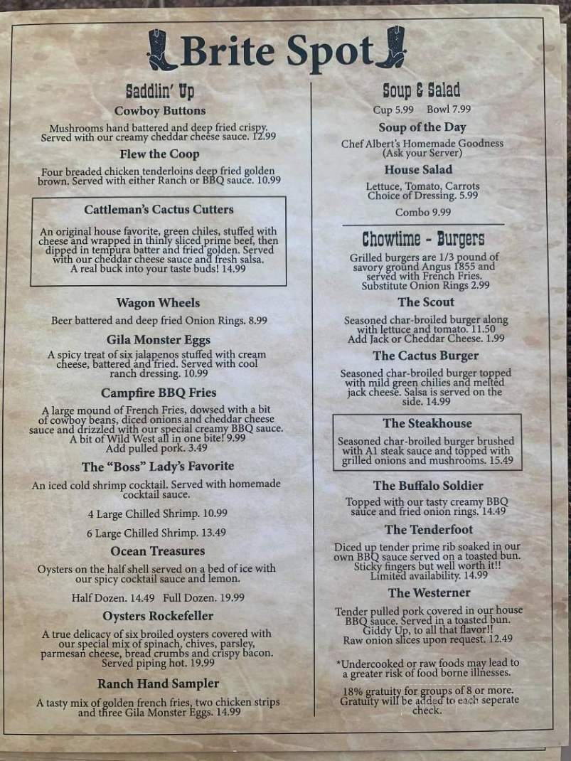 Brite Spot - Sierra Vista, AZ menu_pic