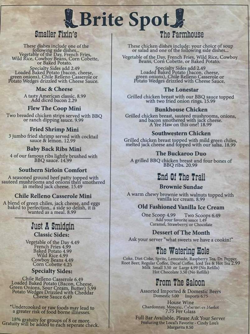 Brite Spot - Sierra Vista, AZ menu_pic
