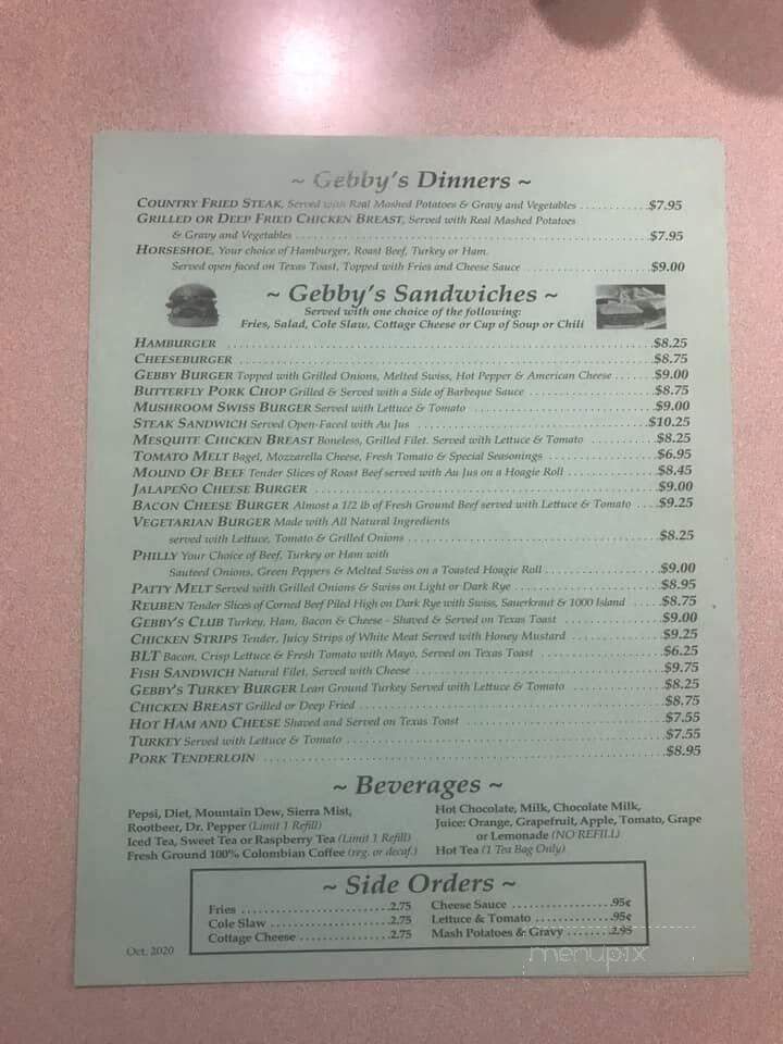 Gebby's Family Restaurant - Peoria Heights, IL menu_pic