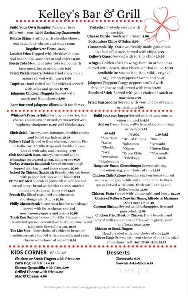 Kelley's Bar & Grill - Clovis, NM menu_pic