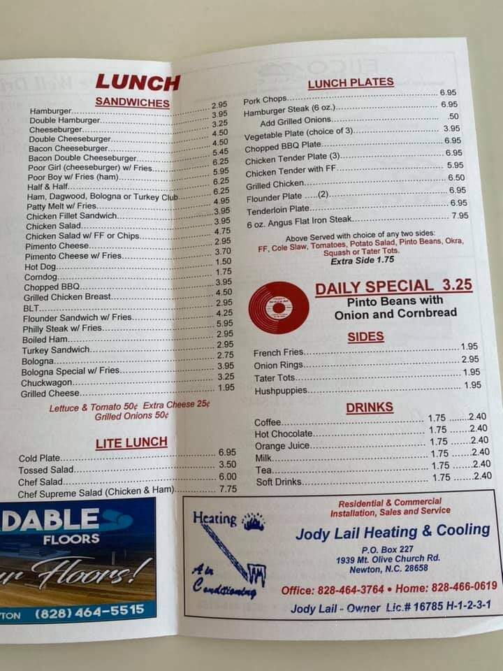 Dick's Cafe - Newton, NC menu_pic