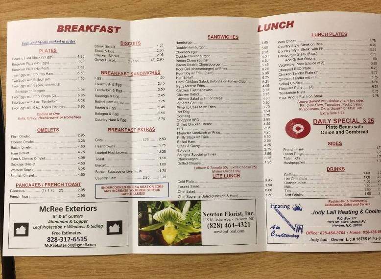 Dick's Cafe - Newton, NC menu_pic