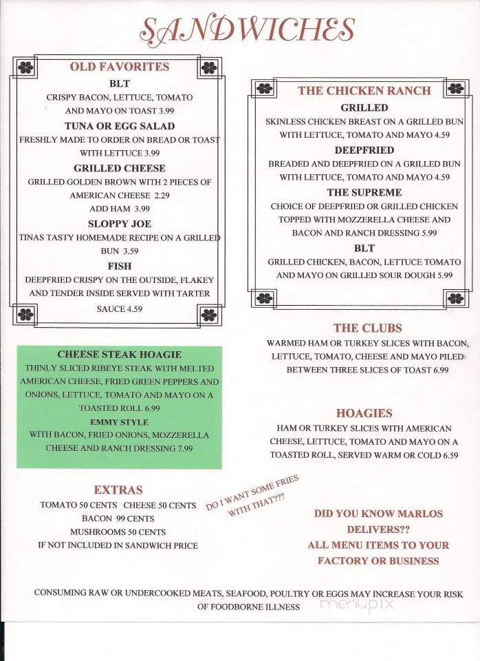 Marlos Place - Saint Marys, PA menu_pic
