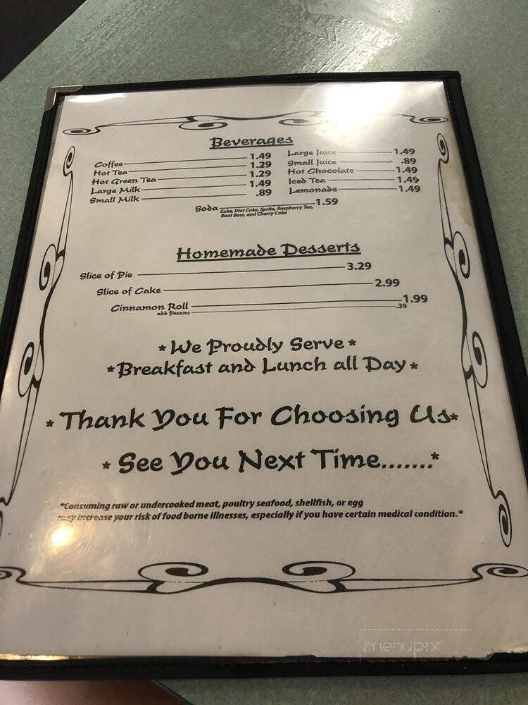 Olde Tyme Cafe - Cambridge Springs, PA menu_pic