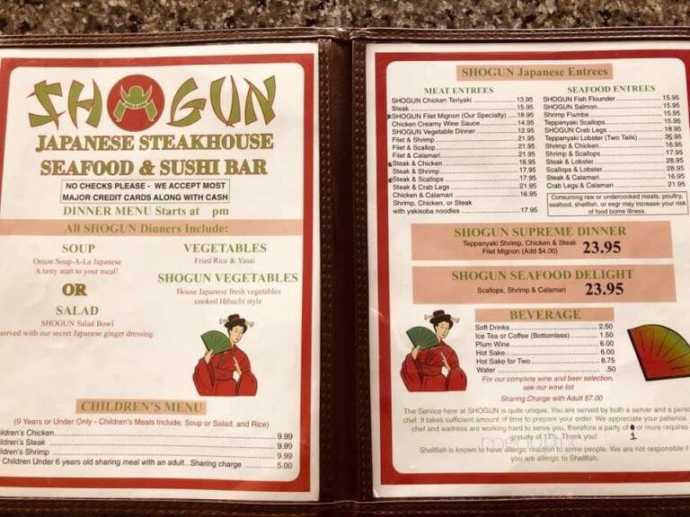 Shogun Japanese Steakhouse - Florence, SC menu_pic