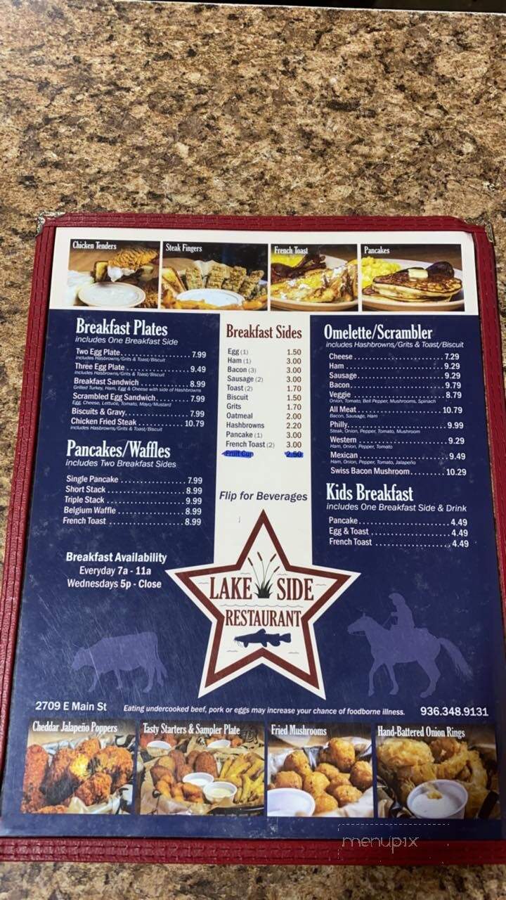 Lakeside Restaurant - Madisonville, TX menu_pic