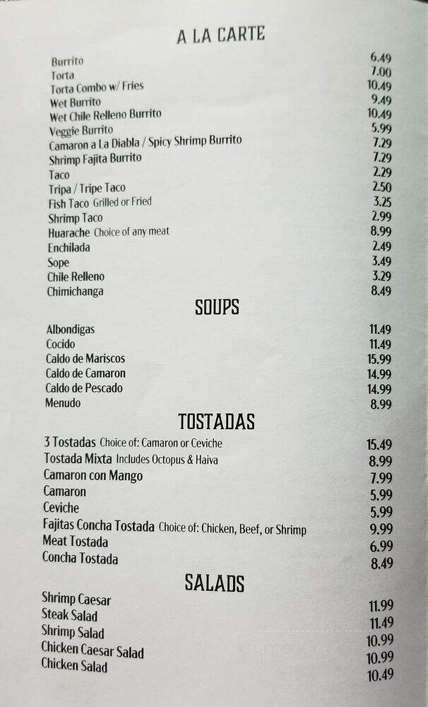 La Haciendita - Sanger, CA menu_pic