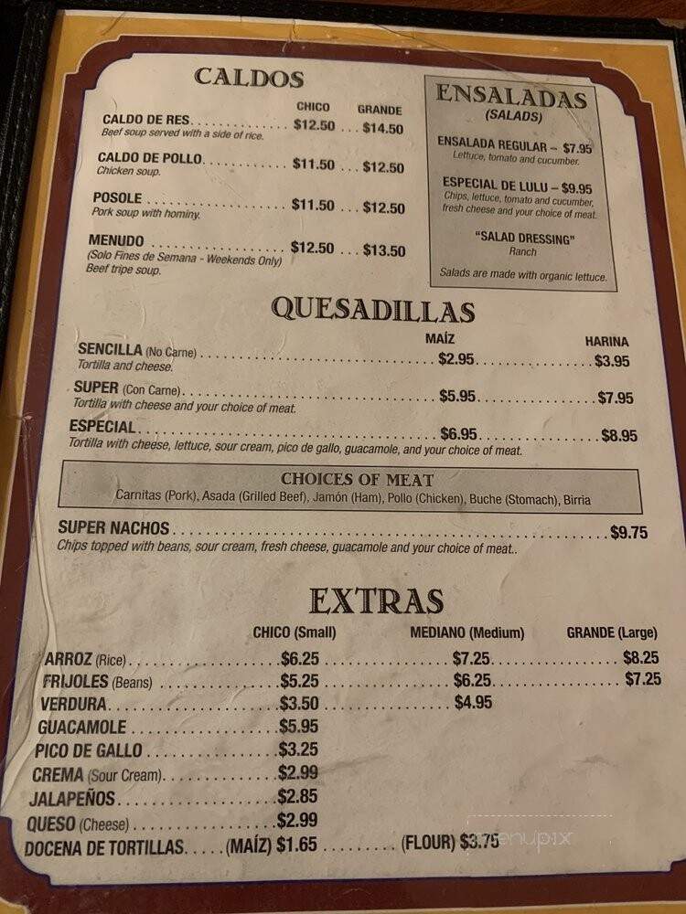 Carnitas Michoacan - Gilroy, CA menu_pic