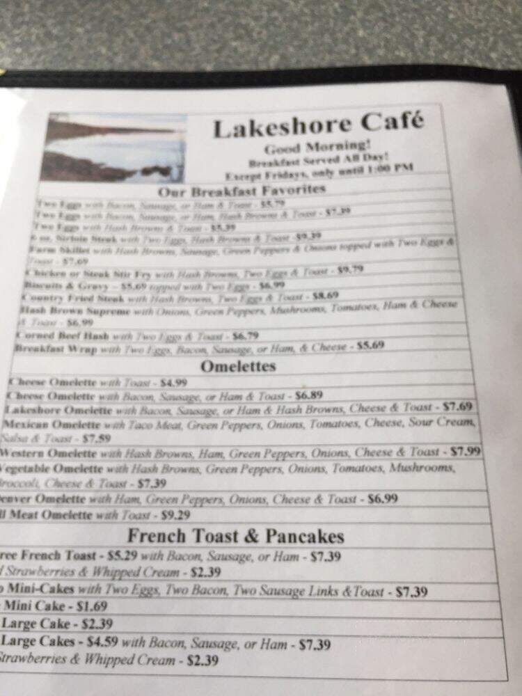 Lakeshore Cafe - Ashland, WI menu_pic