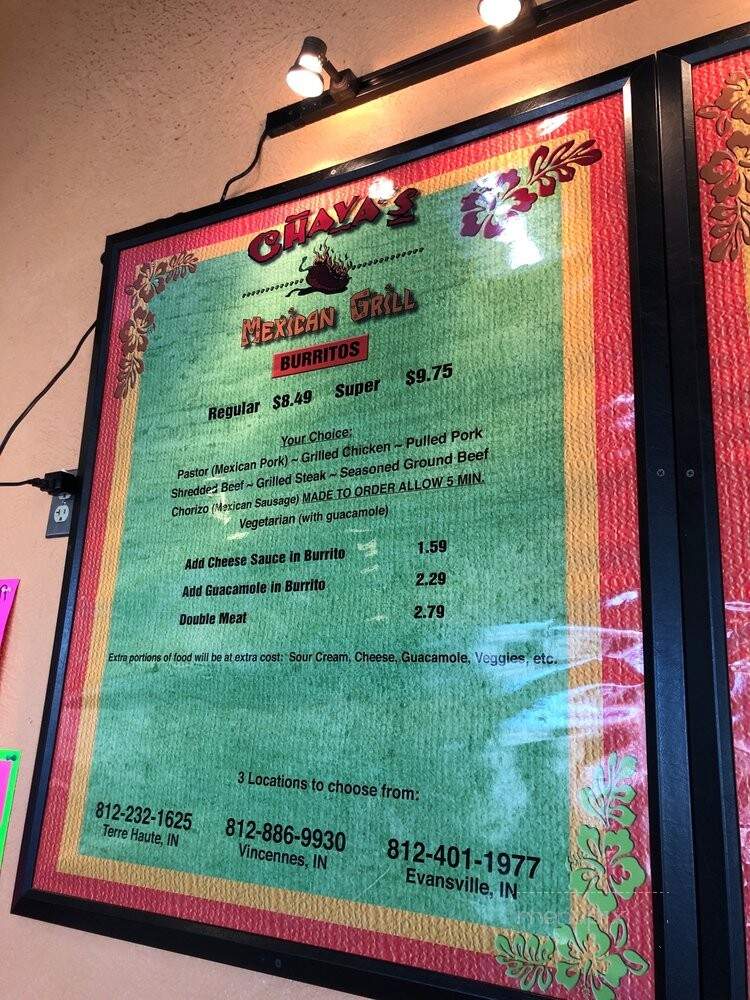Chava's Mexican Grill - Muncie, IN menu_pic