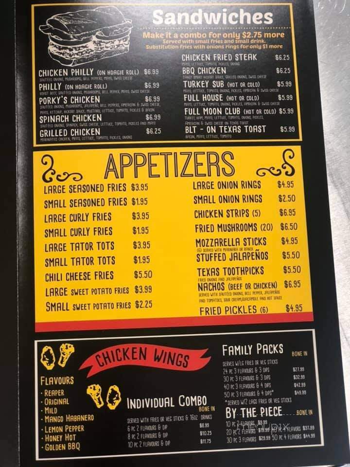 Porky's Burgers & Wings - Mesquite, TX menu_pic
