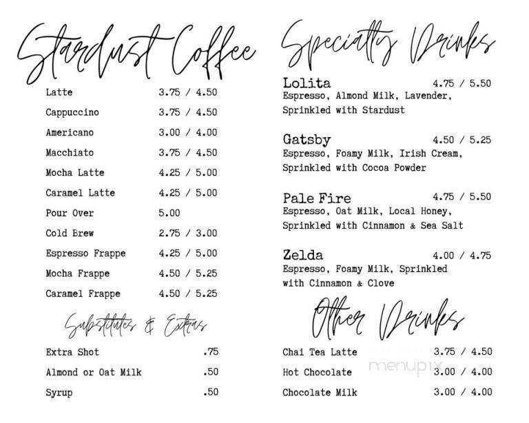 Stardust Art & Coffee House - Lake Jackson, TX menu_pic