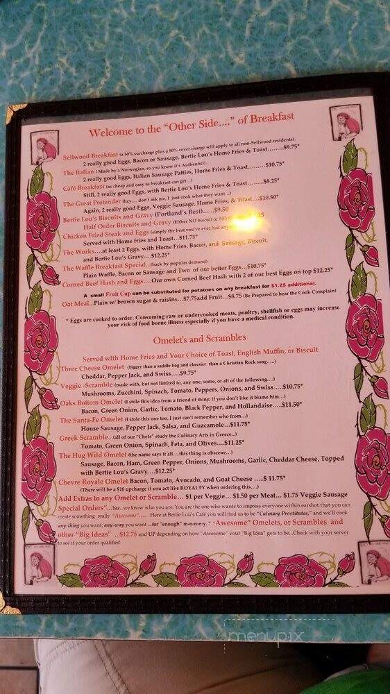 Bertie Lou's - Portland, OR menu_pic