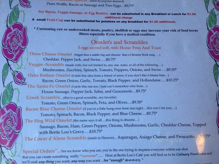Bertie Lou's - Portland, OR menu_pic