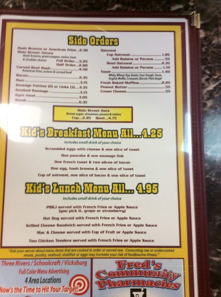 Main Street Cafe - Three Rivers, MI menu_pic