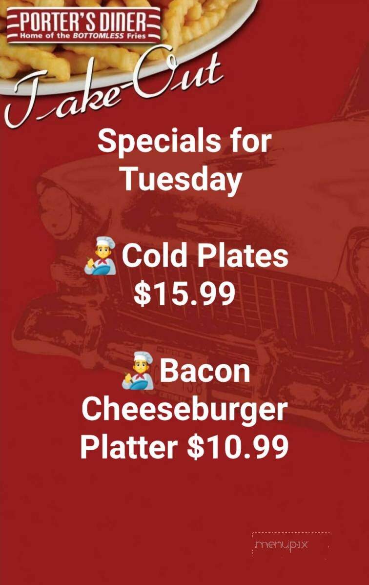 Porter's Diner - Hanwell, NB menu_pic