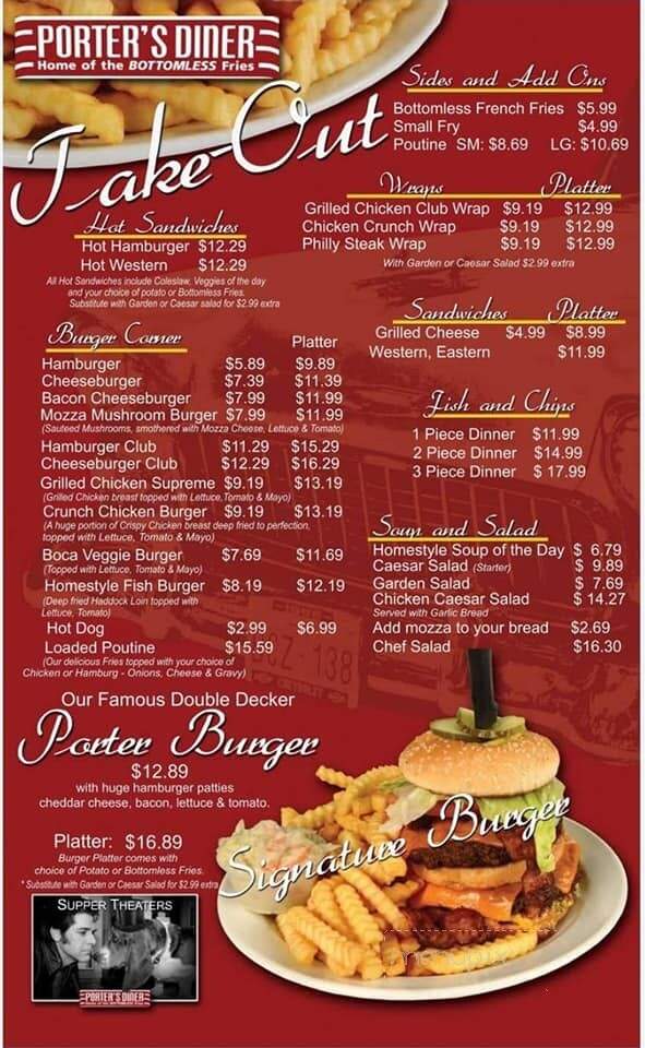 Porter's Diner - Hanwell, NB menu_pic
