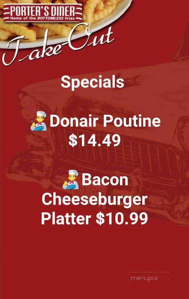 Porter's Diner - Hanwell, NB menu_pic