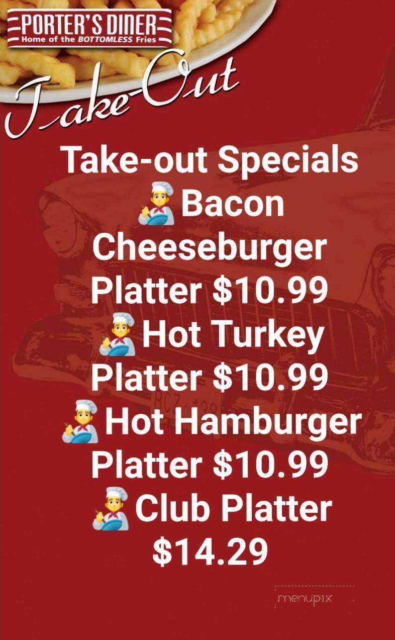 Porter's Diner - Hanwell, NB menu_pic