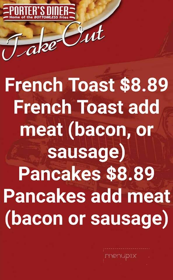 Porter's Diner - Hanwell, NB menu_pic