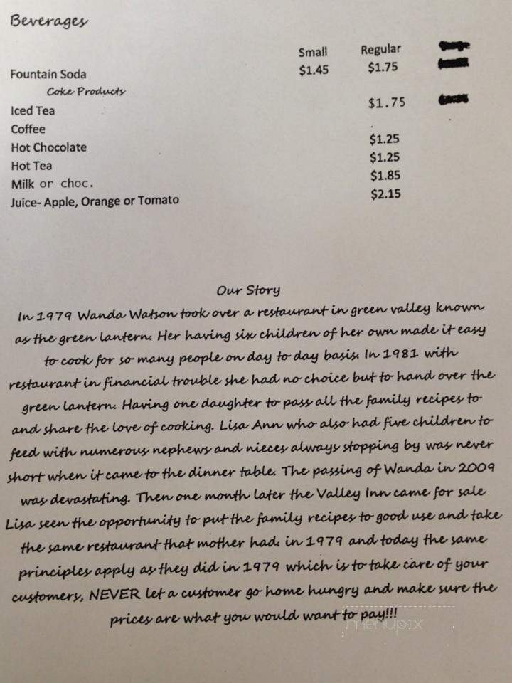 Valley Inn - Green Valley, IL menu_pic