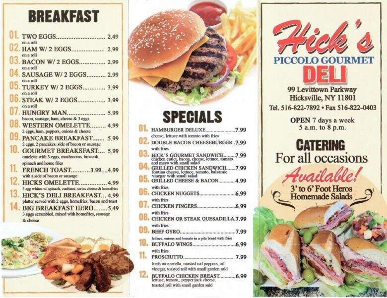 Hick's Deli - Hicksville, NY menu_pic
