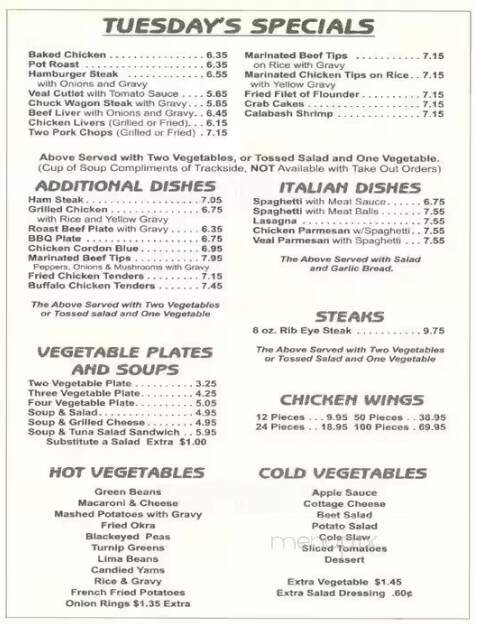 Trackside Restaurant - Mooresville, NC menu_pic