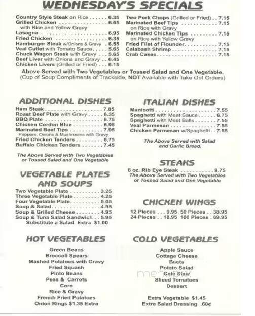 Trackside Restaurant - Mooresville, NC menu_pic