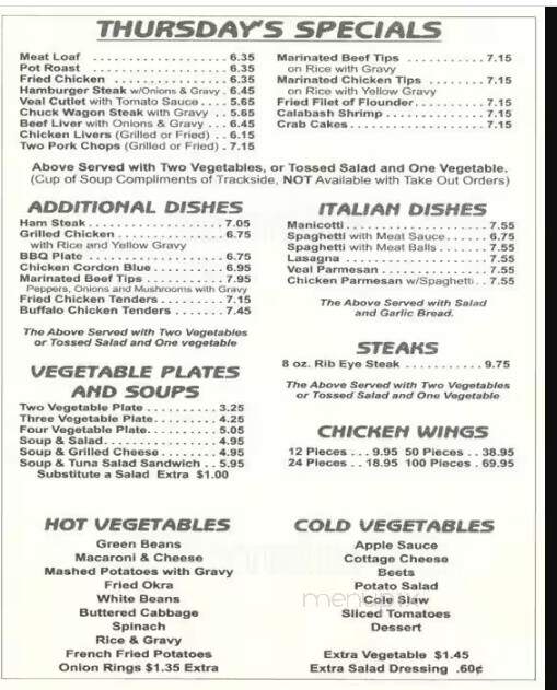 Trackside Restaurant - Mooresville, NC menu_pic