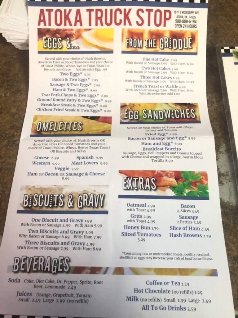 Atoka Truck Stop Restaurant - Atoka, OK menu_pic