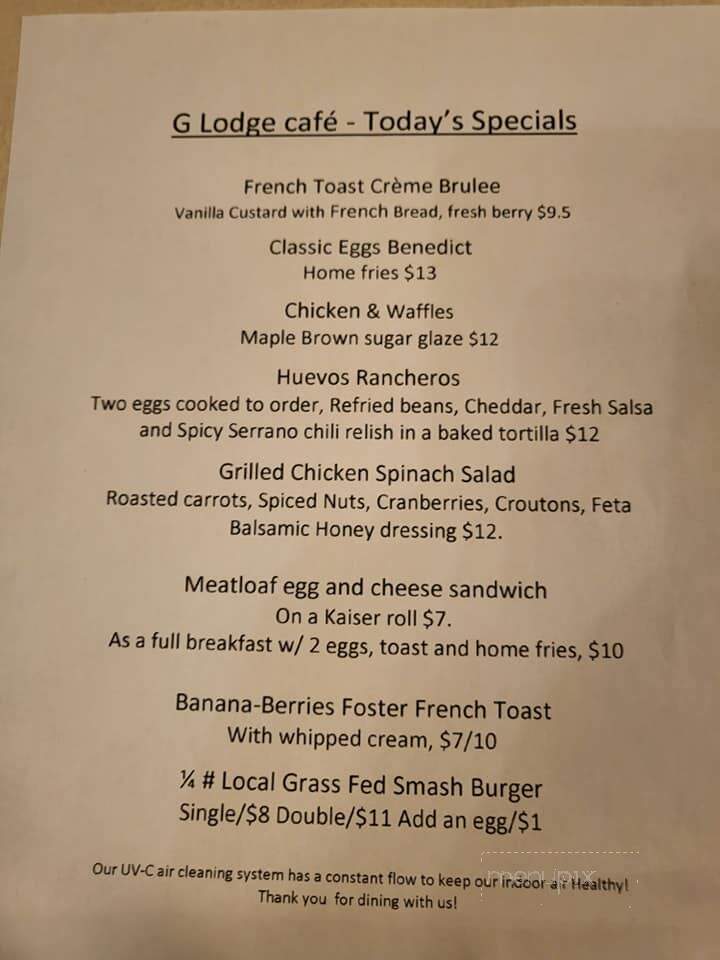 G Lodge Restaurants - Phoenixville, PA menu_pic