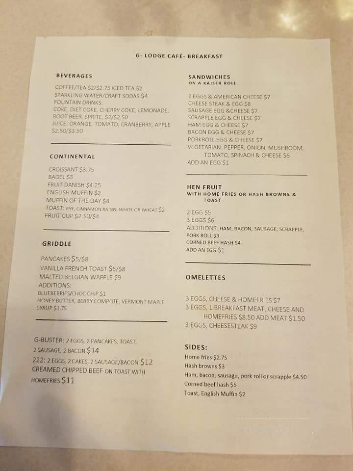 G Lodge Restaurants - Phoenixville, PA menu_pic