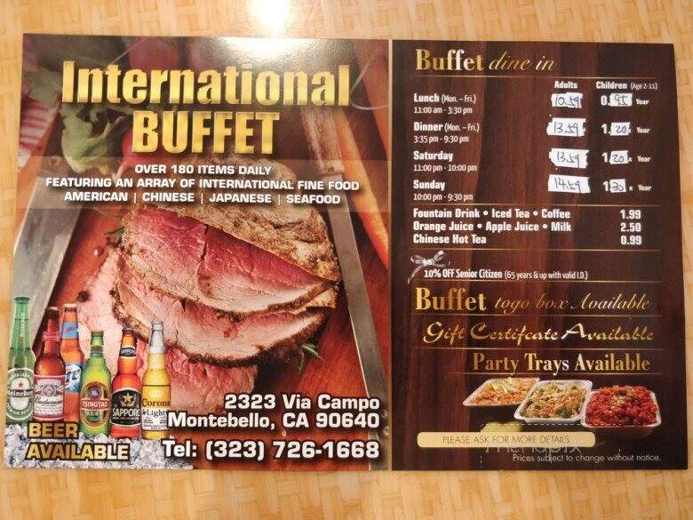 International Buffet - Montebello, CA menu_pic
