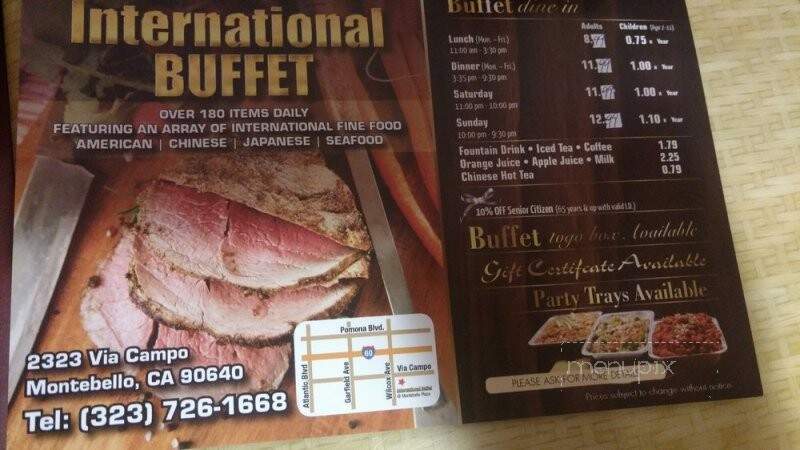 International Buffet - Montebello, CA menu_pic