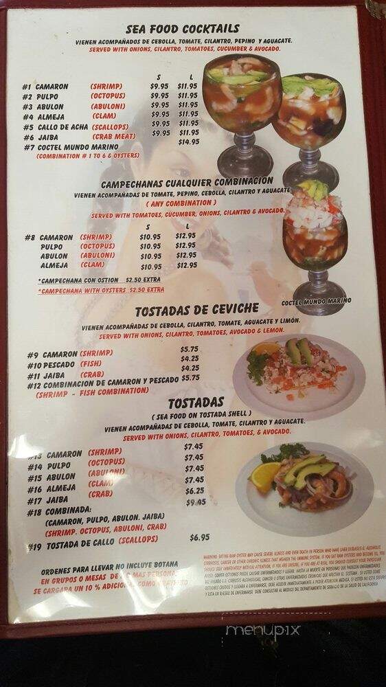 Mariscos Espinoza Restaurant - San Bernardino, CA menu_pic