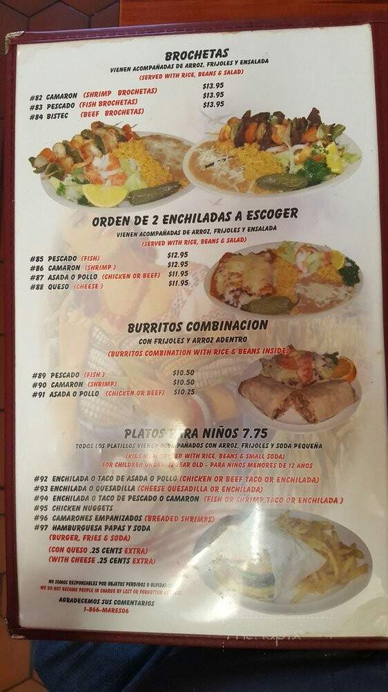 Mariscos Espinoza Restaurant - San Bernardino, CA menu_pic